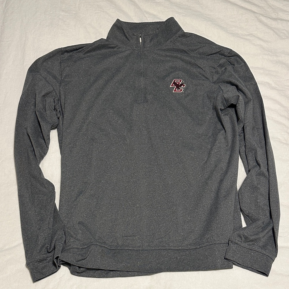 johnnie-O Gray Quarter Zip Boston College Pullover